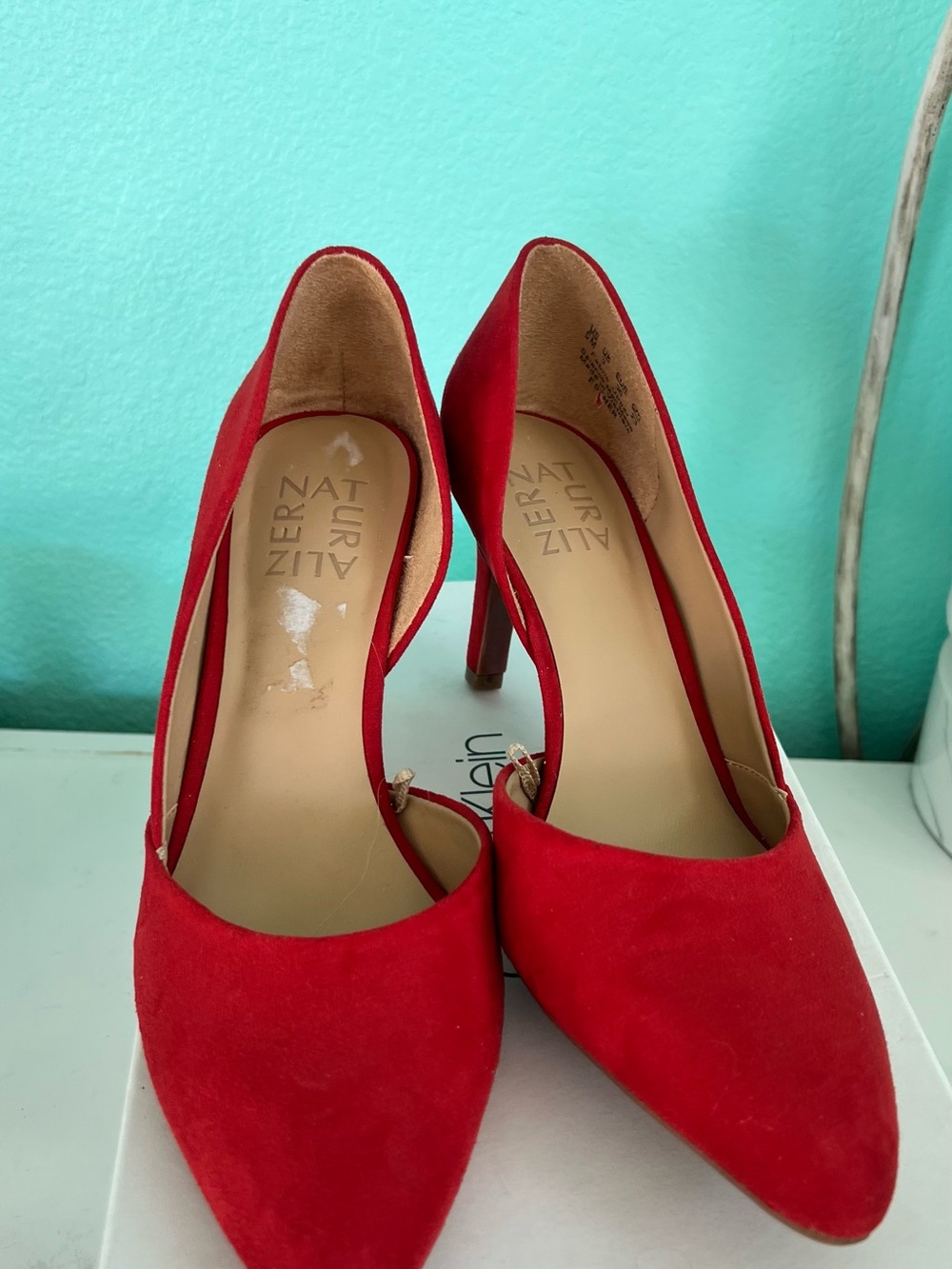 Naturalizer Red Suede Pointed-Toe Pumps
